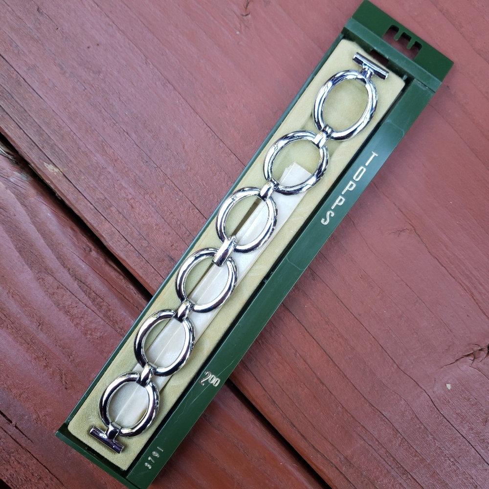 Vintage TOPPS Silver (Oval Design) Watch Replacement Band  - ABOUT 6.25" LONG